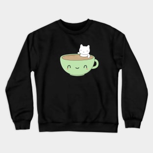 Cute Coffee Cat T-Shirt Crewneck Sweatshirt